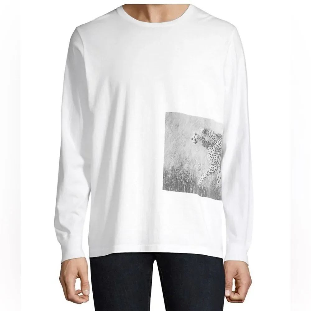 Ovadia & Sons Cheetah Photo Long-Sleeve T-Shirt MEDIUM NEW with tags